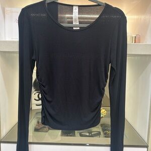 ALO Yoga Black Ribbed Long Sleeve Top Size Large
